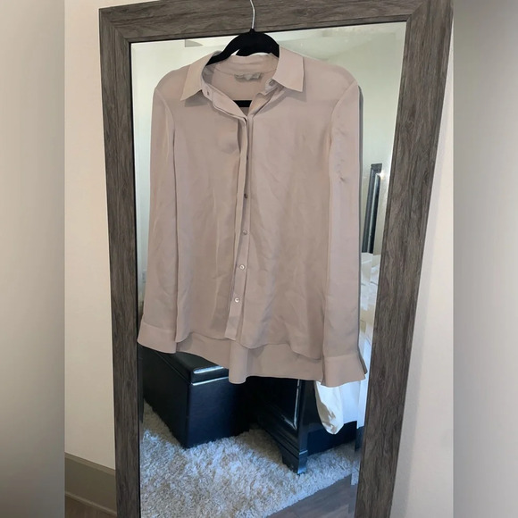 Vince. Cream long sleeve silk button up blouse - Picture 6 of 6